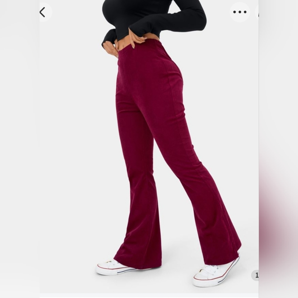 Mid rise side zipper Back Pocket Flare casual